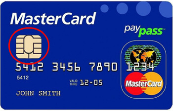 emv card with chip highlighted