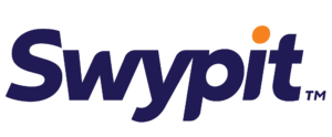 An image of the Swypit logo; "Swypit" in dark blue letter with an orange dot over the "i".