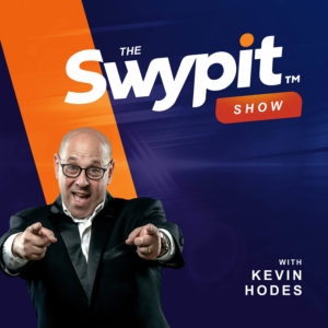 An image of "The Swypit Show" card with a photo of Kevin Hodes pointing both hands at the camera in front of a blue and orange background.