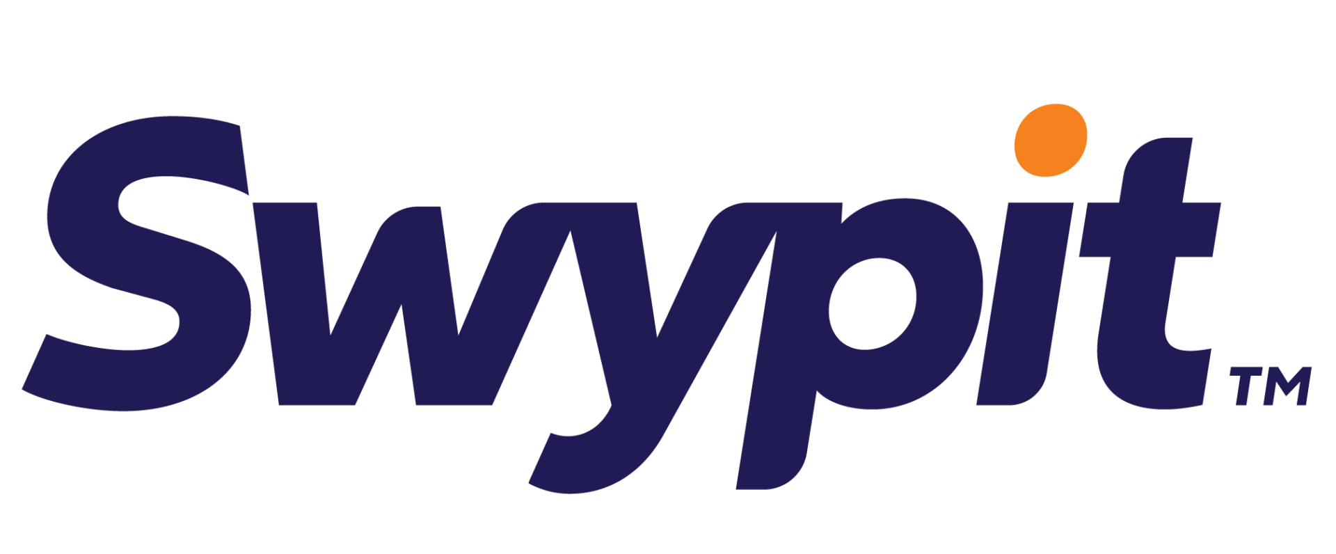 An image of the Swypit logo; "Swypit" in dark blue letter with an orange dot over the "i".